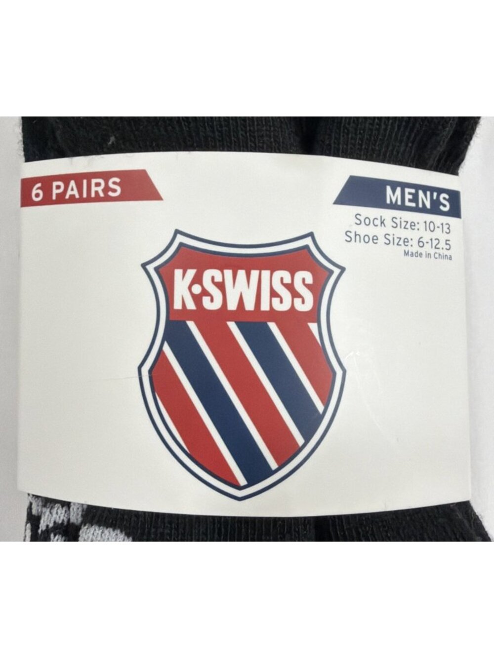 Men's Size 10-13 K-Swiss Black/White/Gray 6-Pairs Logo Ankle Socks - Picture 4 of 5